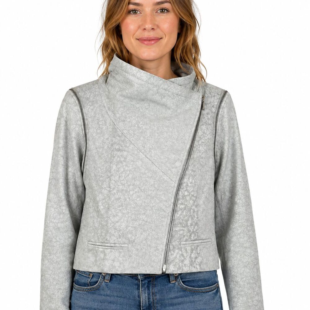 Yigal Azrouel Leather Knit Crop Jacket Womens Sz 12 Removable Sleeves RUNS SMALL